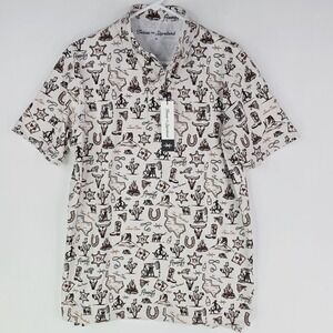 Texas Standard Short Sleeve Button Down Men Medium Texas Traditions AOP Howdy